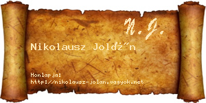 Nikolausz Jolán névjegykártya